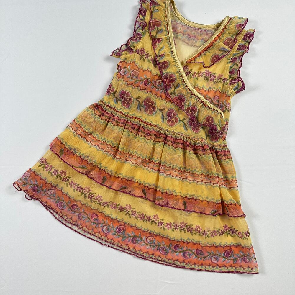 Sheer Swim Suit Cover Up Ruffle Bodice Wrap Style Dress Sz 2T
